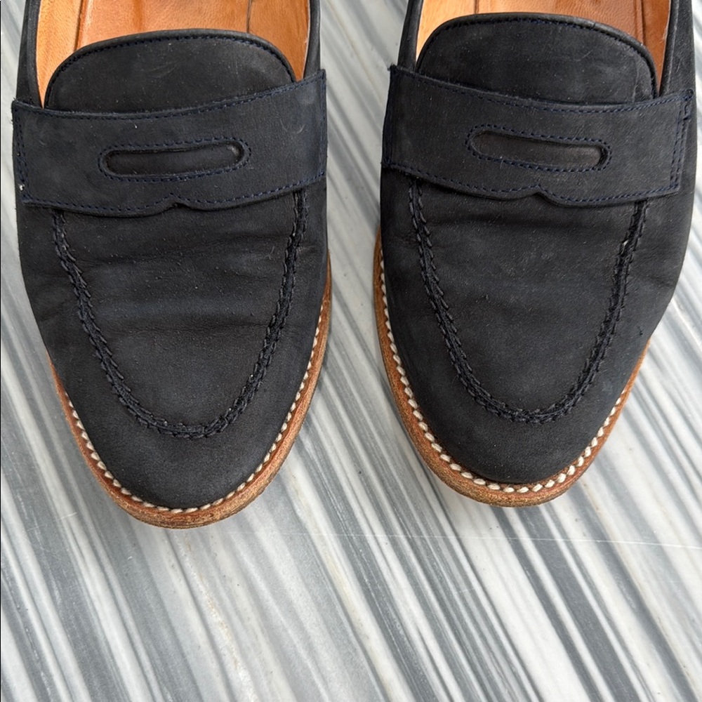 Navy Suede Loafers